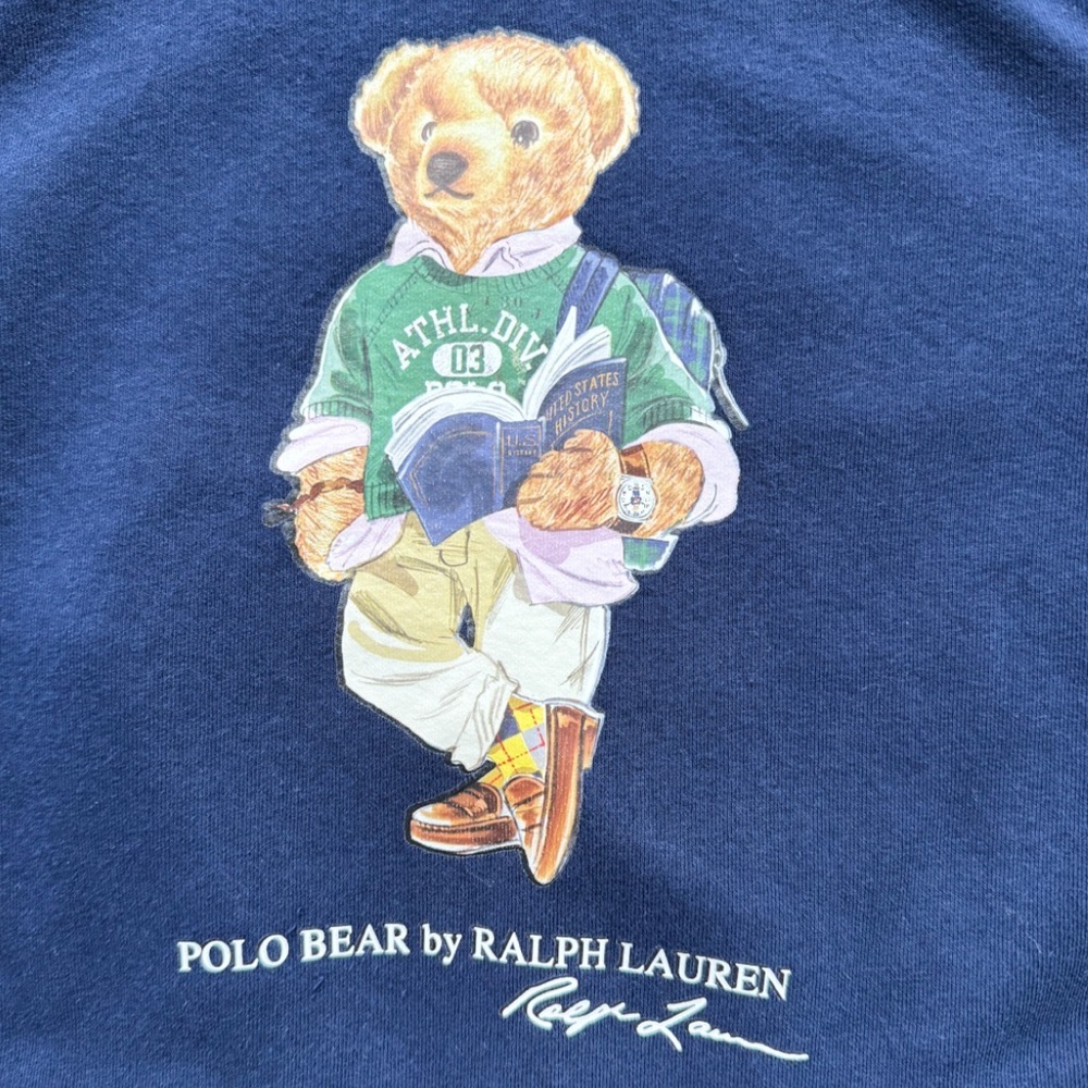 Polo Ralph Lauren Kids Preppy Book Bear Hoodie Scholar Academic Blue Size 6 - Picture 2 of 11